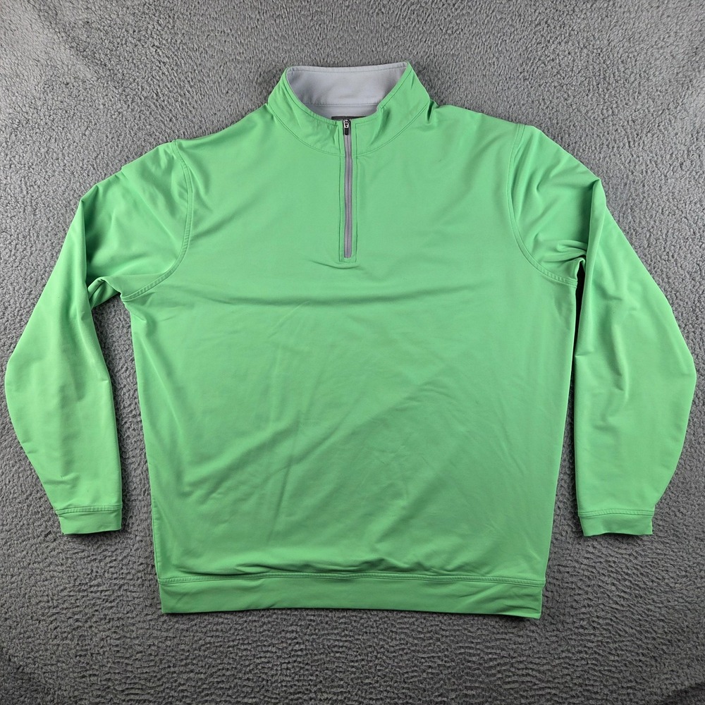 Peter Millar Perth Performance Men 2XL Green Quarter Zip 1/4 Pullover Sweatshirt